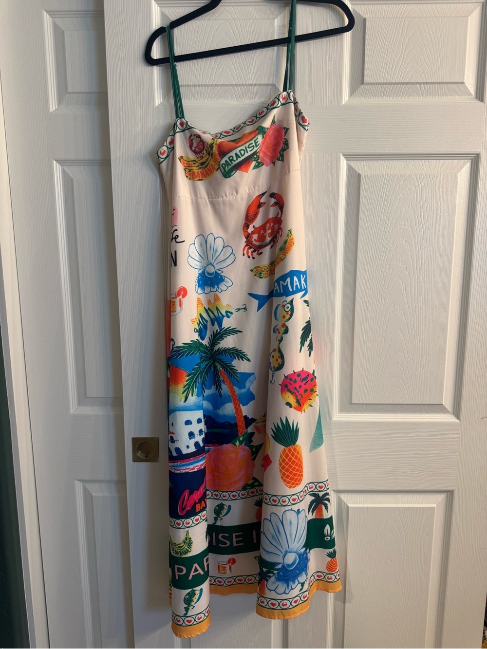 Kids Tropical Print One-Piece Dress in Cream with Multicolor Prints